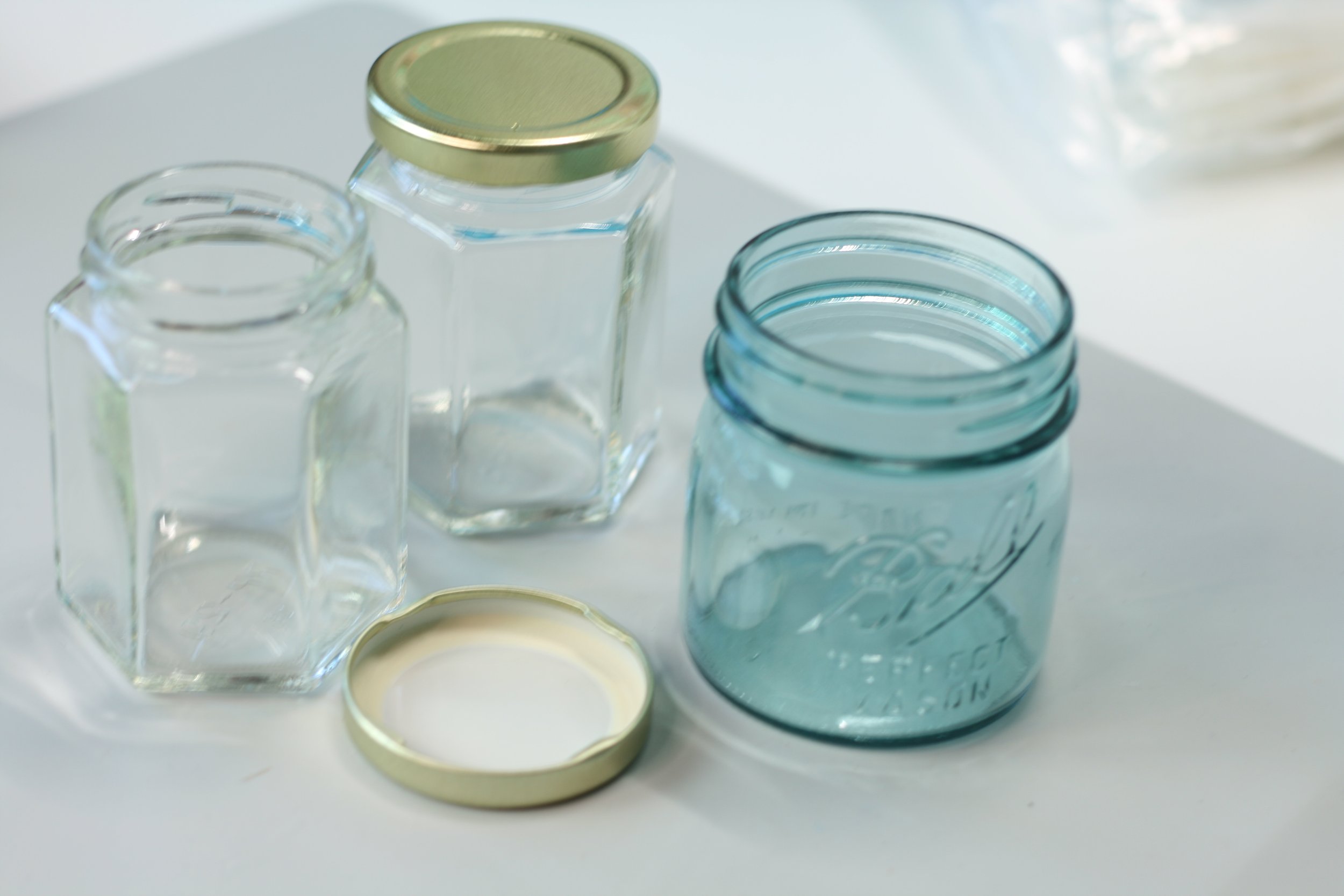 Clear glass jars for candles